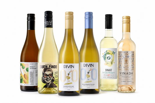BLANDLÅDA Våra alkoholfria vita favoriter. 6 olika alkoholfria vita viner.