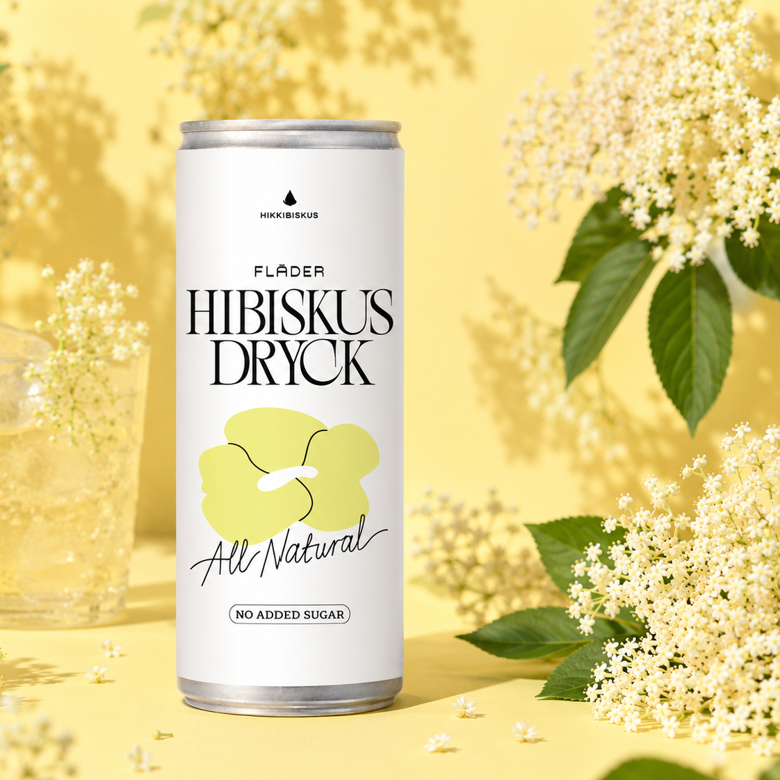 Hikkibiskus Fläder, sparkling, burk 330 ml. NYHET