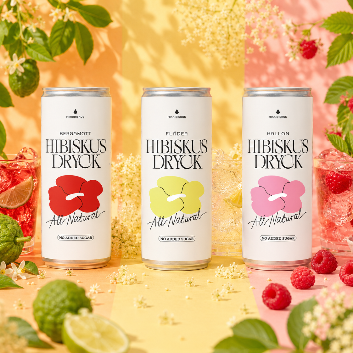 Hikkibiskus Fläder, sparkling, burk 330 ml. NYHET