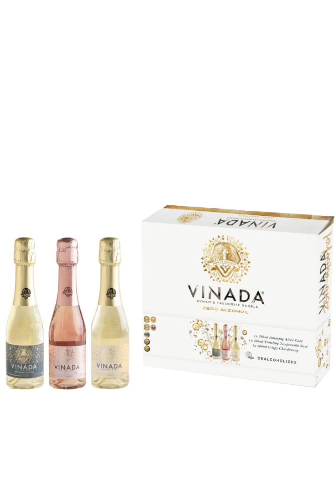 VINADA Non-alcoholic sparkling wines, Full experience gift box, tasting kit 3 X 200 ml