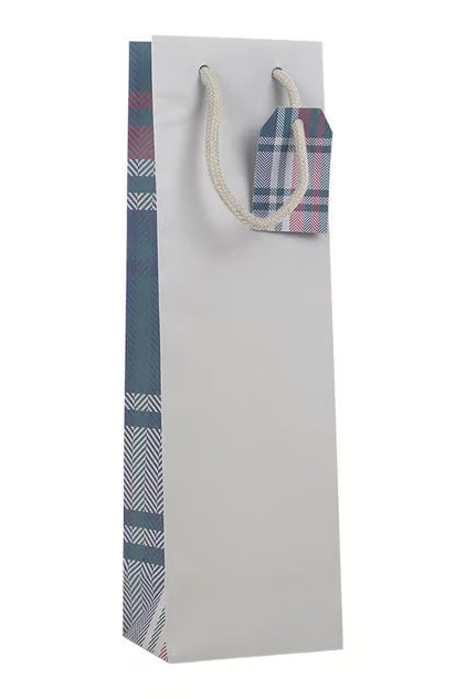 Flaskepose «Tartan Classic». Gavepose til vinflaske.