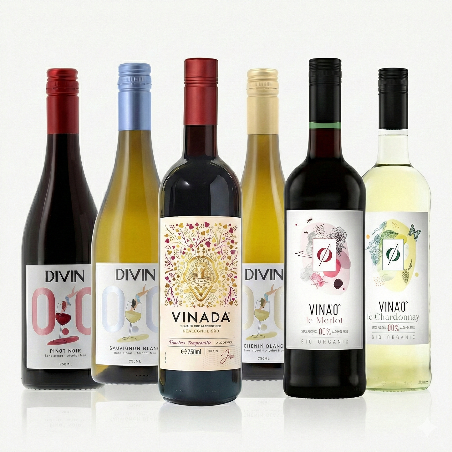 Alkoholfria vinlådan nr 3: "The Grape collection." Prova 6 olika klassiska druvor. 3 röda och 3 vita viner.