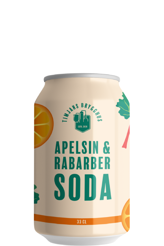 Timjan's Brygghus Apelsin & Rabarbersoda, burk, 330 ml. NYHET