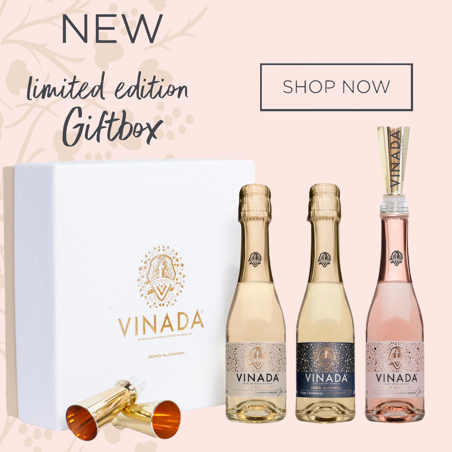 VINADA Non-alcoholic sparkling wines, Full experience gift box, tasting kit 3 X 200 ml