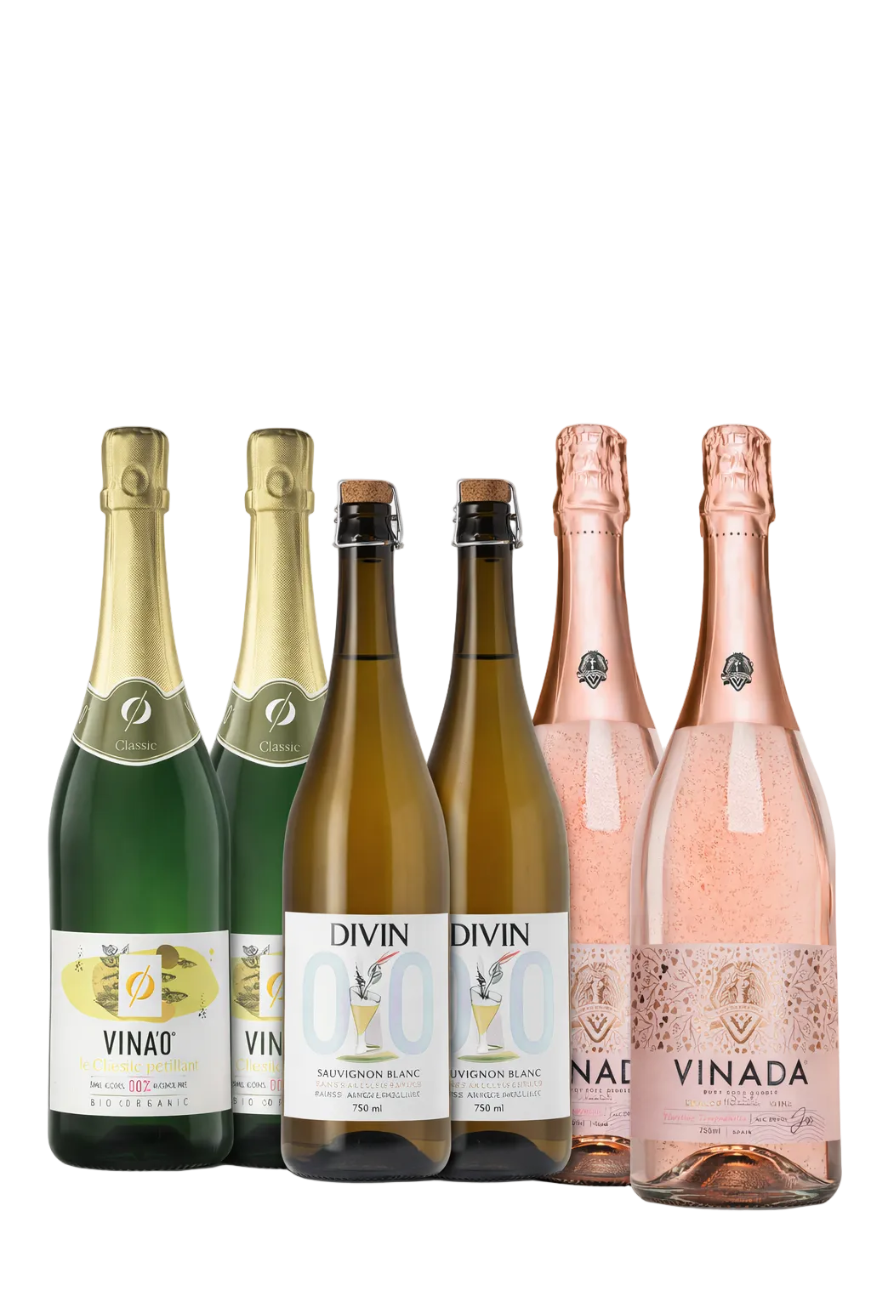 Blandet boks nr. 1 «Alle boblene – null problemer!» 3 forskjellige musserende viner. Flasker av hver.