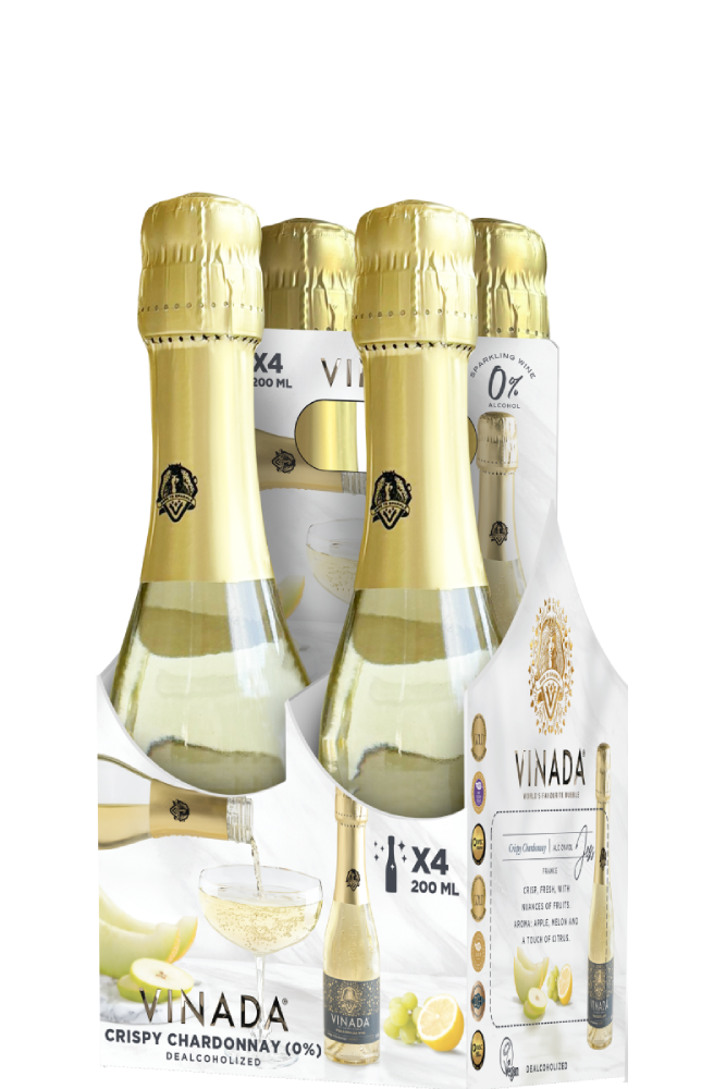VINADA Alkoholfri Crispy Chardonnay, kit med småflaskor, 4 X 200 ml